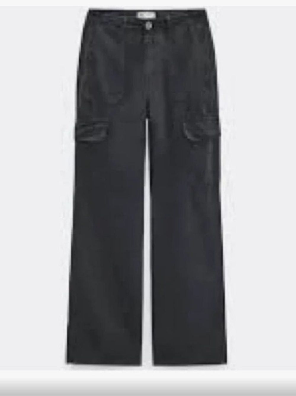 Zara Black Wide-Leg Cargo Trousers 100% Cotton